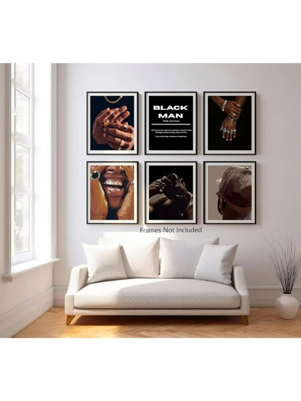 6Pcs Unframed Canvas Wall Art Set - Hip Hop Street Decor for African American
